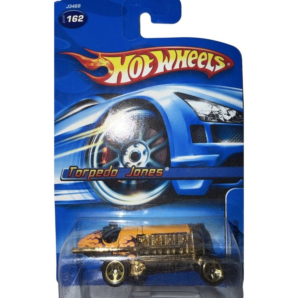 Hot Wheels 2006 Torpedo Jones Orange Flame Gold Chrome Engine 162 New NIP J3468